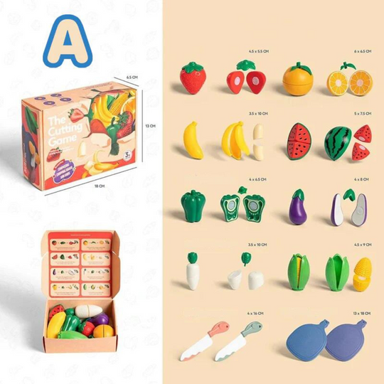 FruitCut™ – Montessori Holz Früchtschneid-Set für Chind