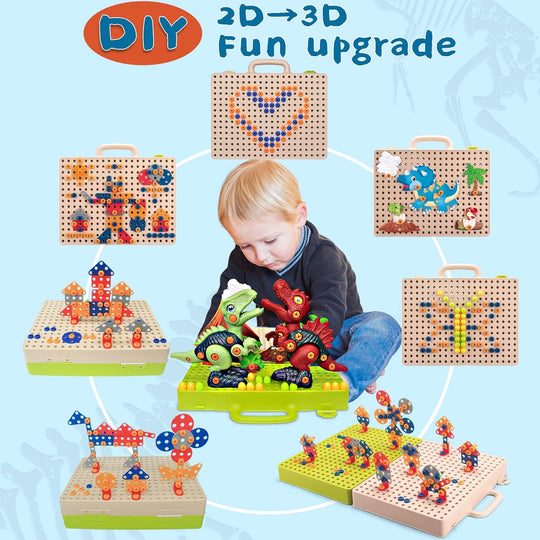 DinoBuilder™ Bauset – Kreatives Lernspielzeug mit Werkzeug & Dinos
