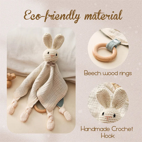 SoftBuddy™ Kuscheltuch mit Beißring & Rassel – Weich, Sicher und Entwicklungsfördernd