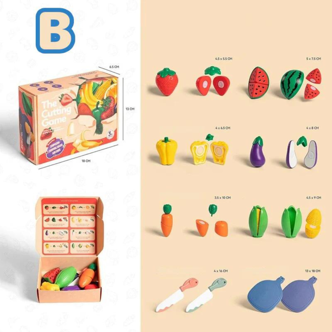 FruitCut™ – Montessori Holz Früchtschneid-Set für Chind
