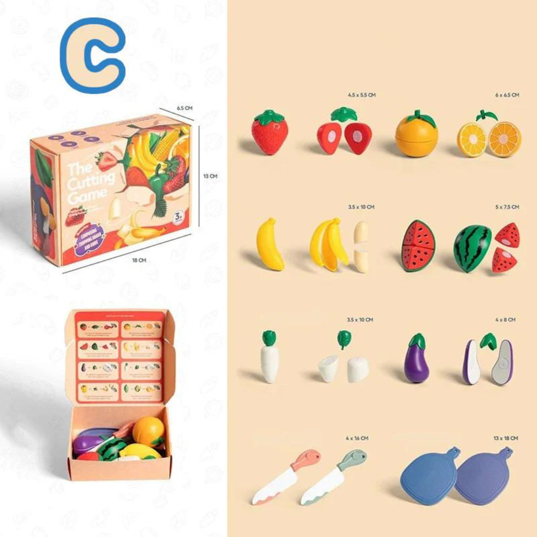 FruitCut™ – Montessori Holz Früchtschneid-Set für Chind