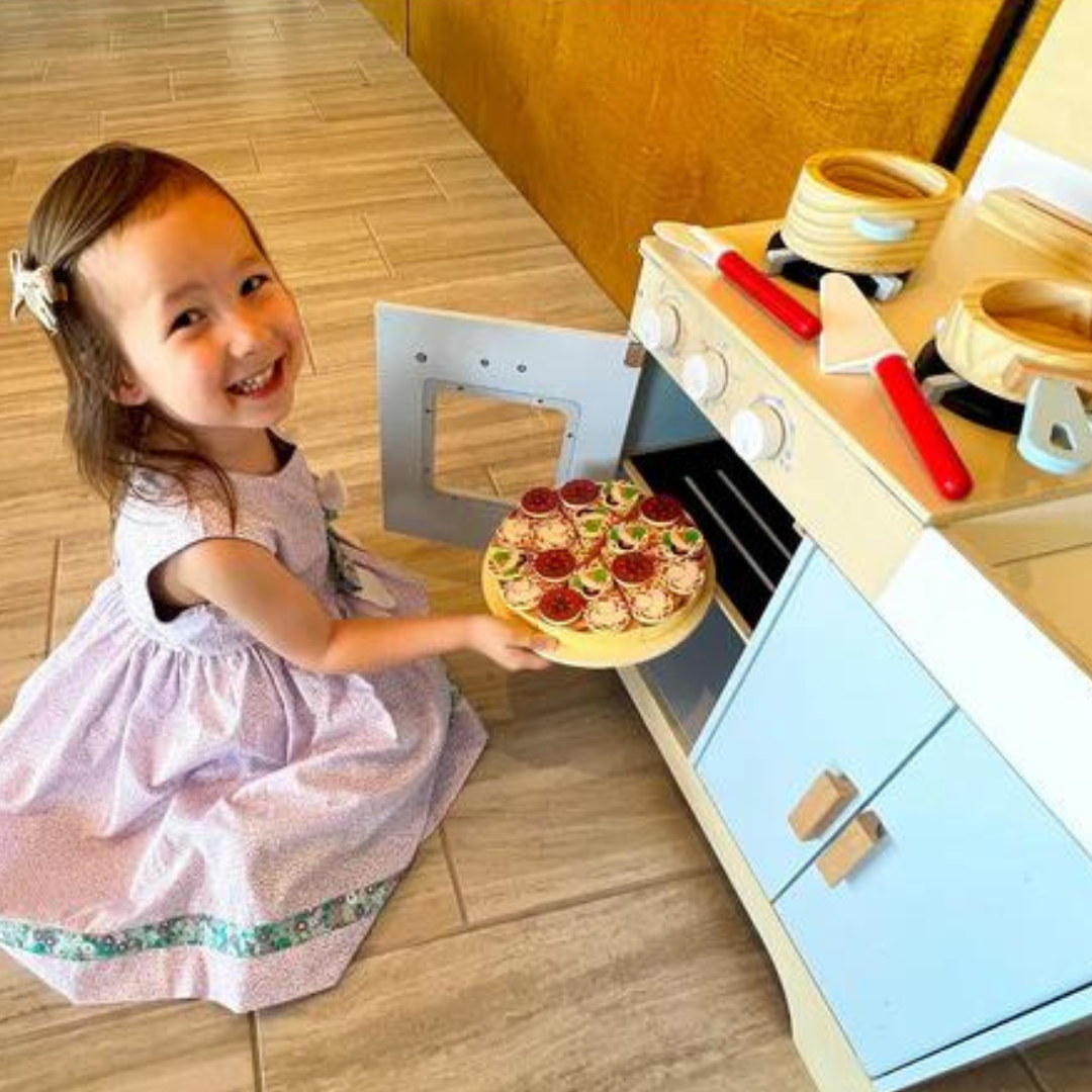 PlayPizza™ – Holz Pizza Spielset für Kinder – Pädagogisches Rollenspiel ab 3 Jahren