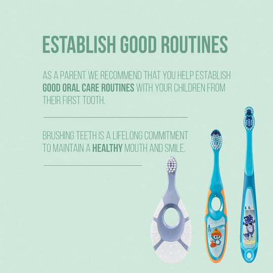 EcoSmile™ Peuter-Zähneputz Set – 3 farbige Bürschtli für 0–2 Jahr