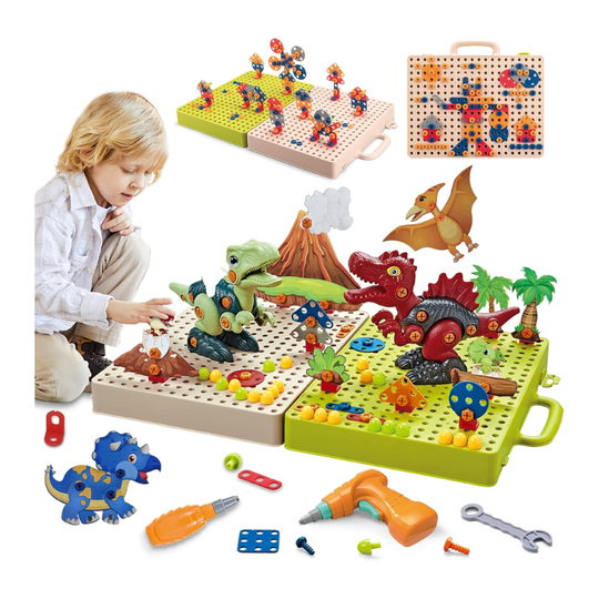DinoBuilder™ Bauset – Kreatives Lernspielzeug mit Werkzeug & Dinos