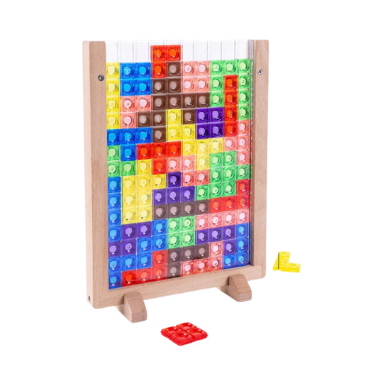BrainyFun™ – 3D Tangram Hölzern Puzzel & Lehrreichs Brettspiel – Kreativ, IQ-Förderig & Farbigs Design