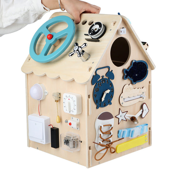 Montessori wooden activity house