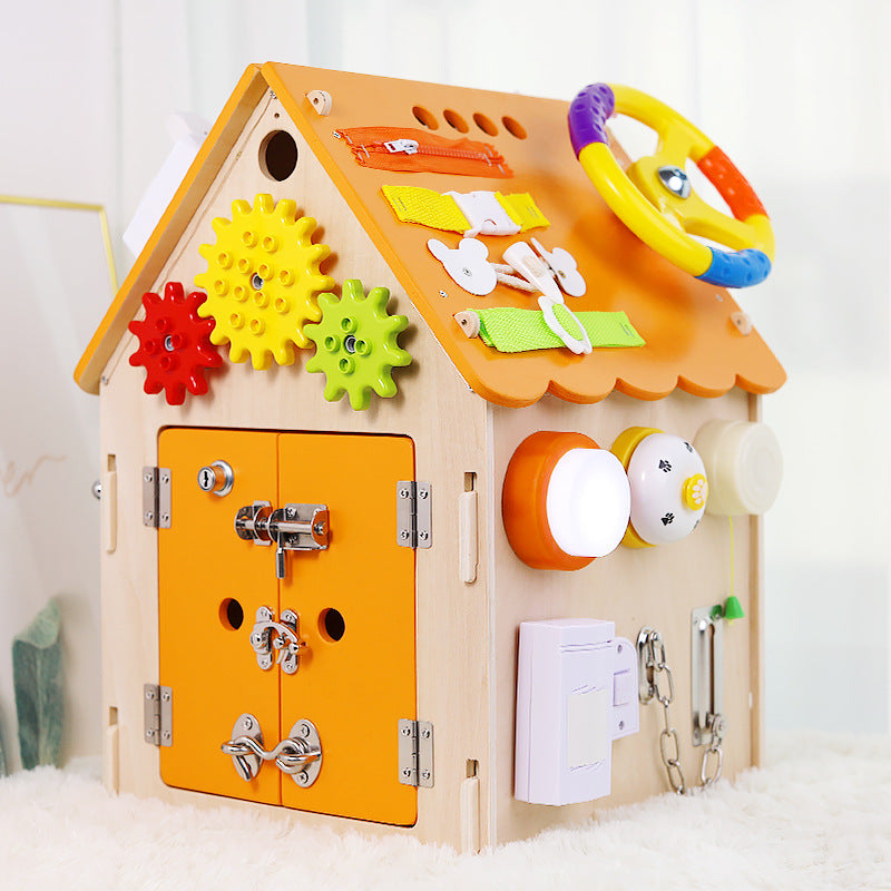 Montessori wooden activity house