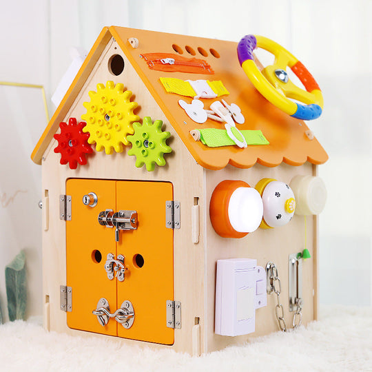 Montessori wooden activity house
