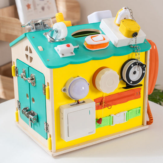Montessori wooden activity house