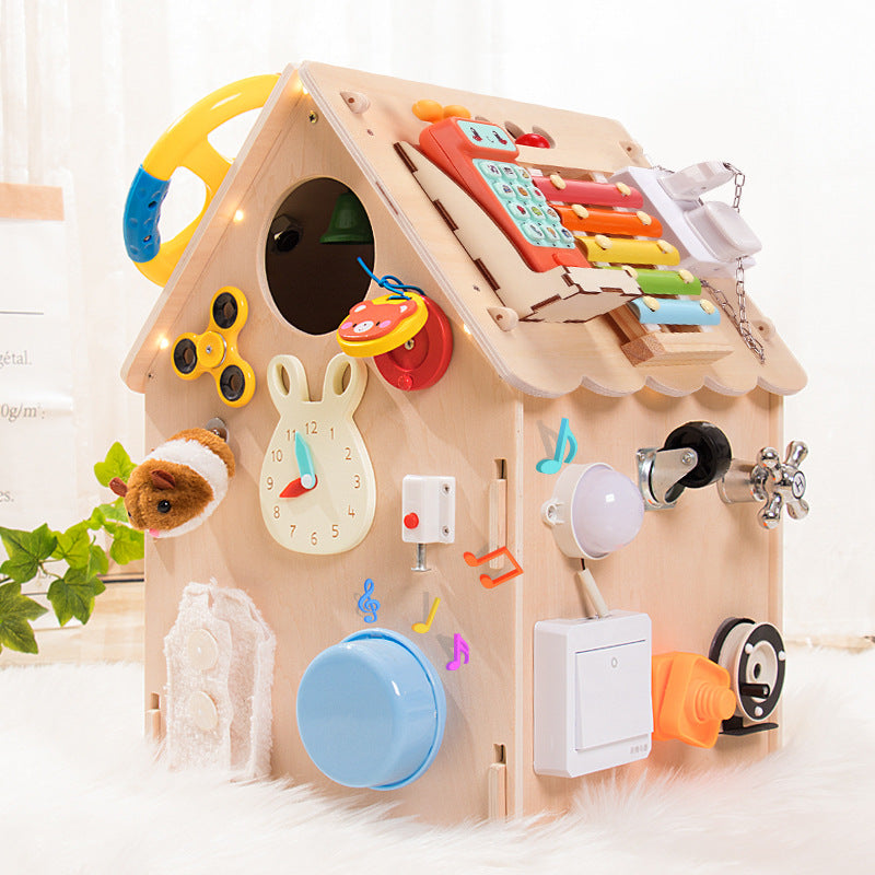 Montessori wooden activity house