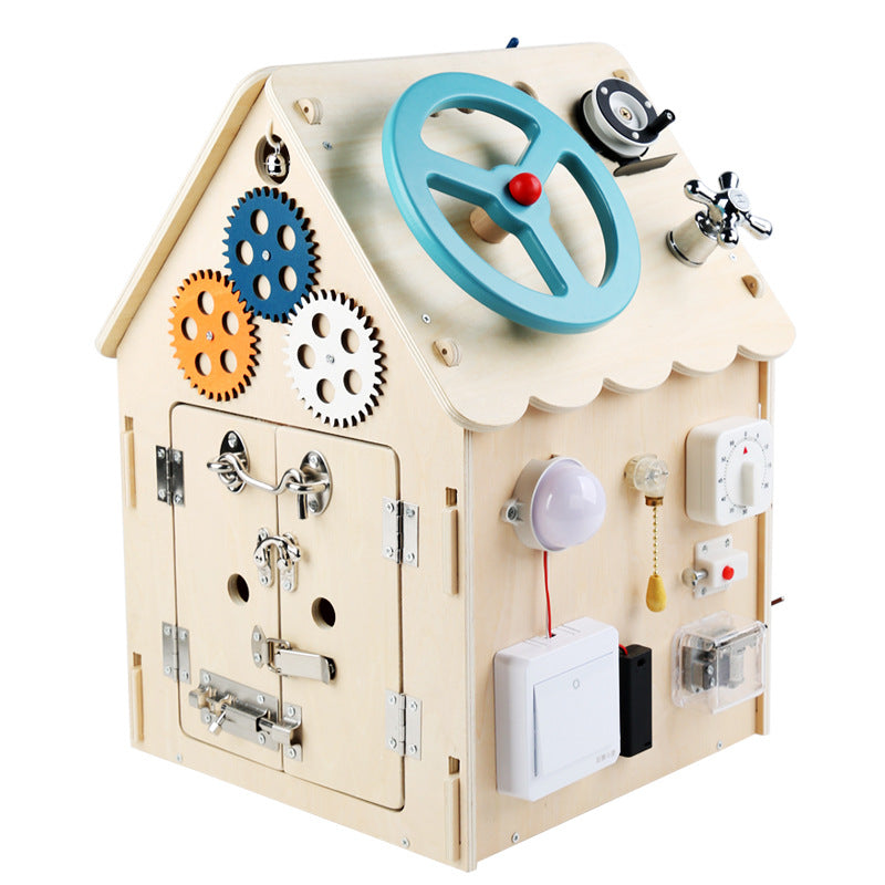 Montessori wooden activity house