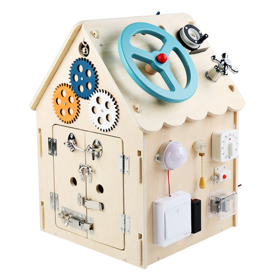 Montessori wooden activity house