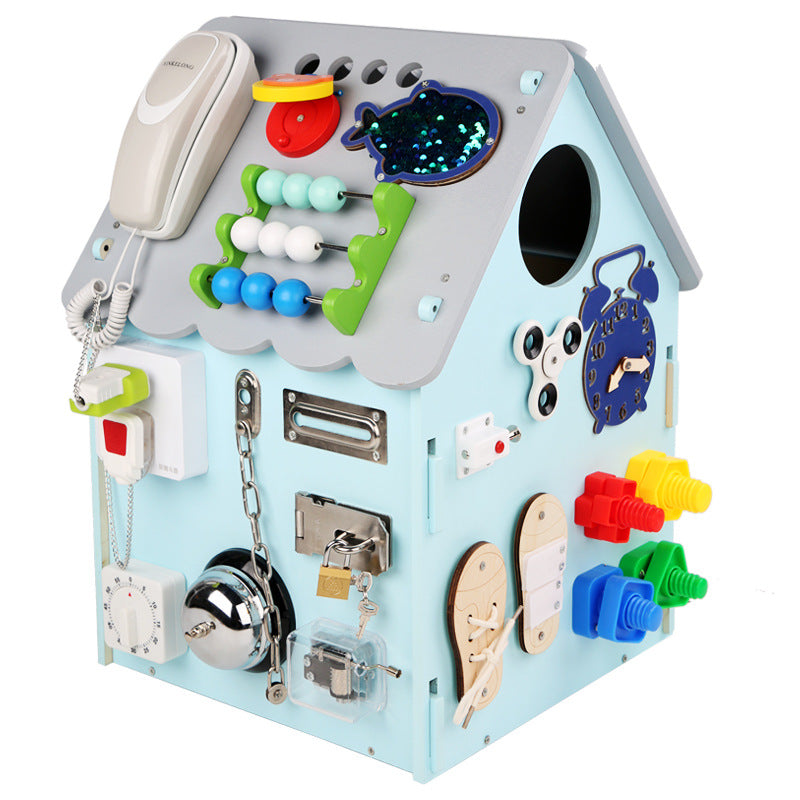 Montessori wooden activity house