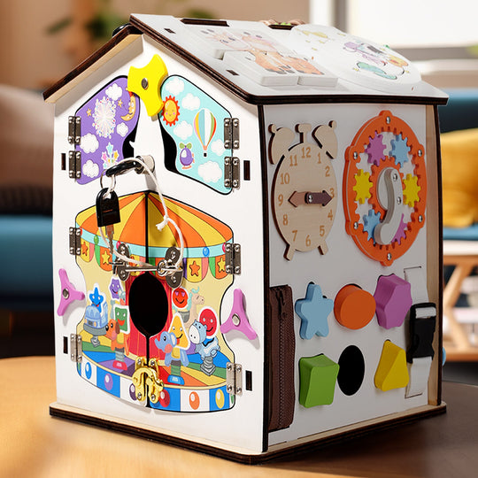 Montessori wooden activity house