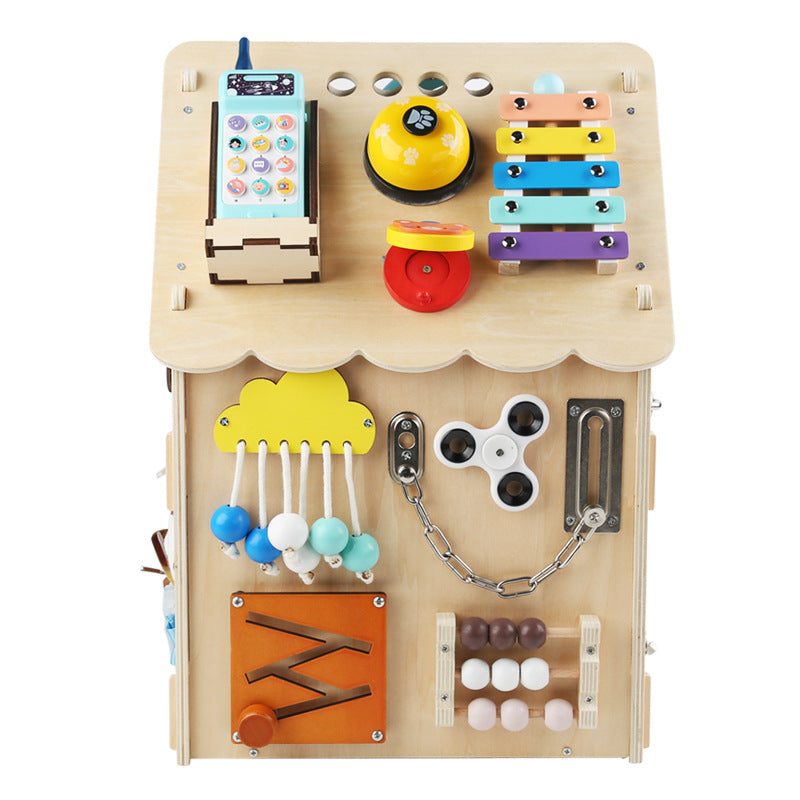 Montessori wooden activity house