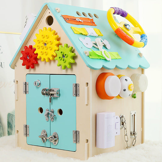 Montessori wooden activity house