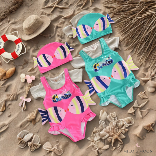 Summer Mermaid™ Schwimmset – Badeanzug + Badekappe