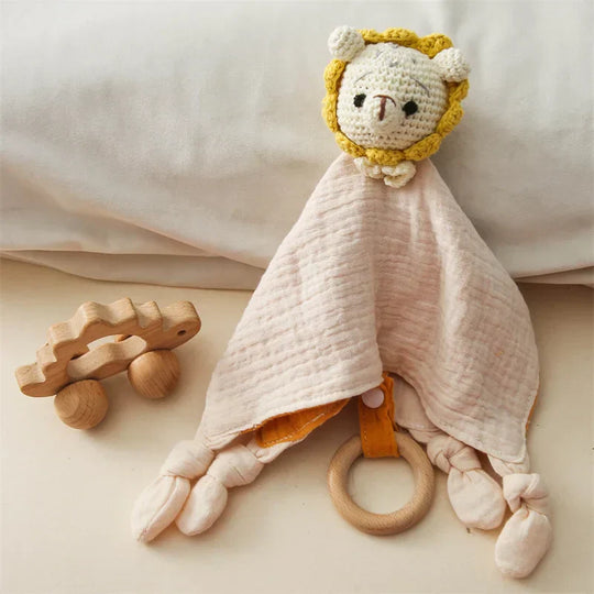 SoftBuddy™ Kuscheltuch mit Beißring & Rassel – Weich, Sicher und Entwicklungsfördernd
