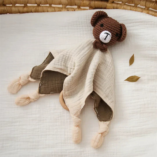 SoftBuddy™ Kuscheltuch mit Beißring & Rassel – Weich, Sicher und Entwicklungsfördernd
