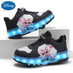 Disney 2D spotted cartoon, cool and fashionable, smooth skate shoes, USB rechargeable luminous roller skates, seven-color luminous roller skates, outdoor sports shoes, detachable skates, breathable and wear-resistant, suitable for all seasons