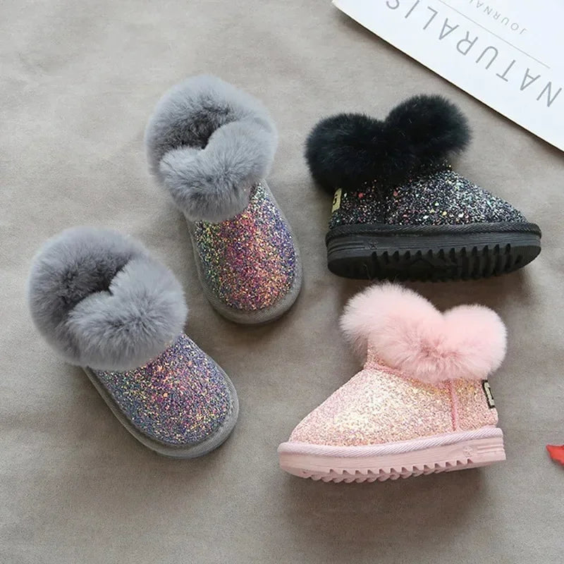 GlitterGlow™ – Warme Glitzerlaarsche mit Voering – Kinder Winter Schuhe