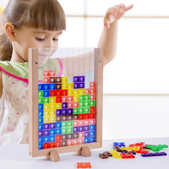 BrainyFun™ – 3D Tangram Hölzern Puzzel & Lehrreichs Brettspiel – Kreativ, IQ-Förderig & Farbigs Design