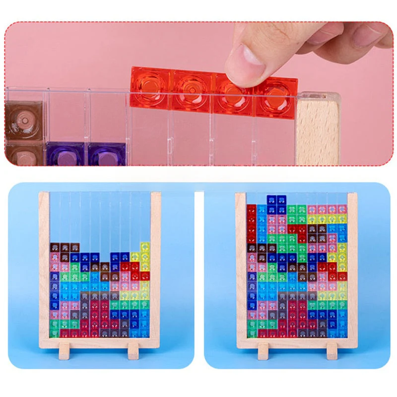 BrainyFun™ – 3D Tangram Hölzern Puzzel & Lehrreichs Brettspiel – Kreativ, IQ-Förderig & Farbigs Design