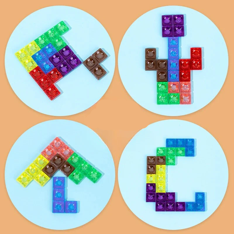 BrainyFun™ – 3D Tangram Hölzern Puzzel & Lehrreichs Brettspiel – Kreativ, IQ-Förderig & Farbigs Design