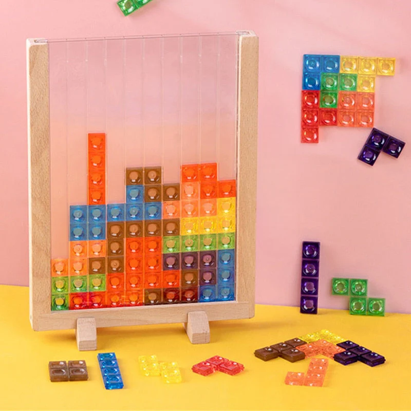 BrainyFun™ – 3D Tangram Hölzern Puzzel & Lehrreichs Brettspiel – Kreativ, IQ-Förderig & Farbigs Design