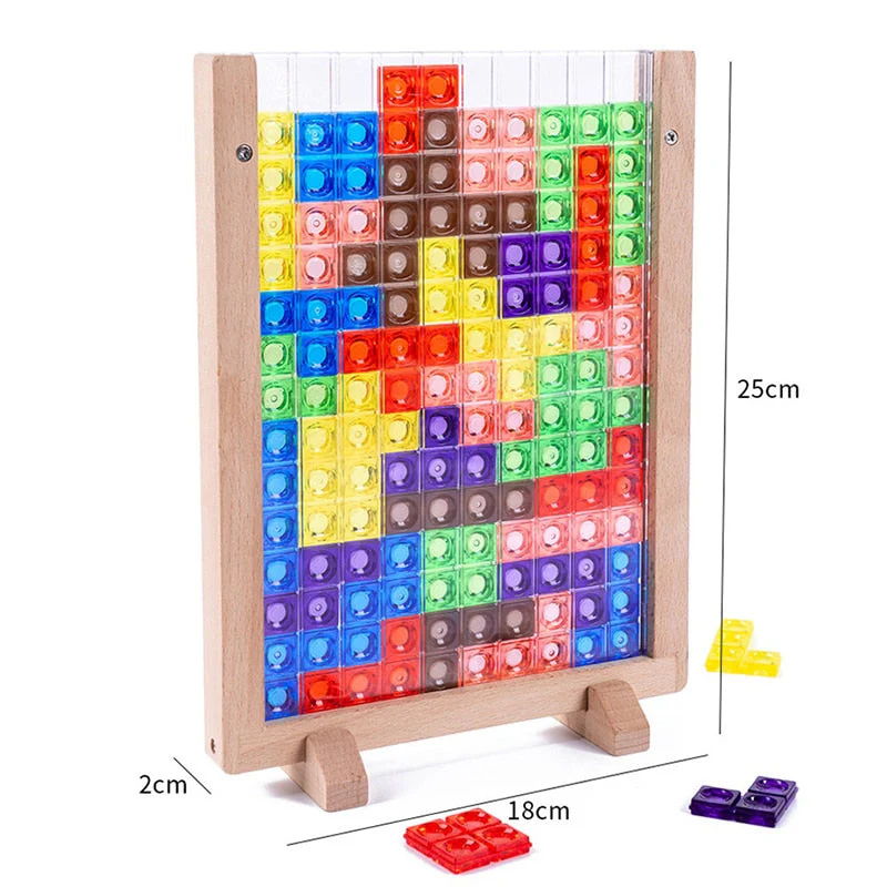 BrainyFun™ – 3D Tangram Hölzern Puzzel & Lehrreichs Brettspiel – Kreativ, IQ-Förderig & Farbigs Design