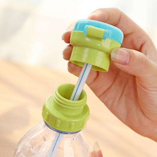 Lid for children's water bottle, spill-proof juice soda water bottle cap with straw, safe drinking straw sippy cap for child, gift for Halloween, Christmas, Thanksgiving, and Easter