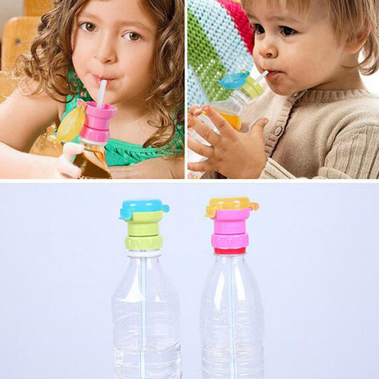 Lid for children's water bottle, spill-proof juice soda water bottle cap with straw, safe drinking straw sippy cap for child, gift for Halloween, Christmas, Thanksgiving, and Easter