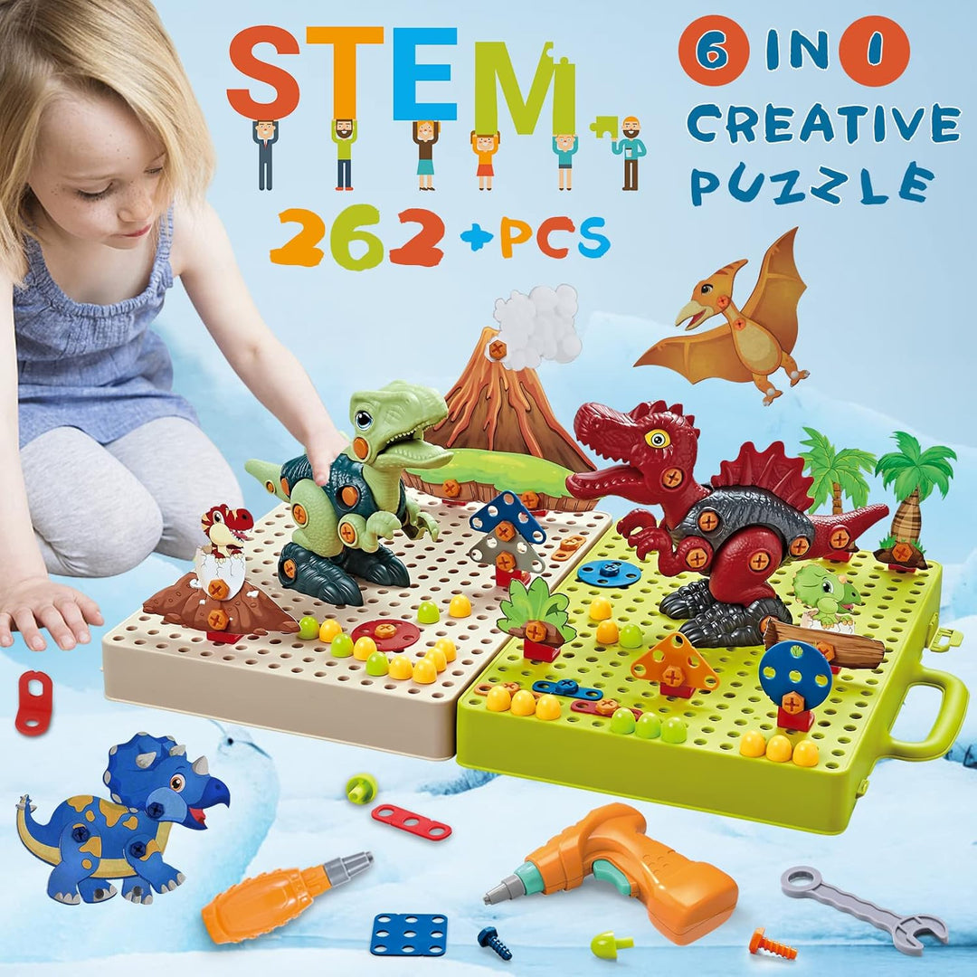 DinoBuilder™ Bauset – Kreatives Lernspielzeug mit Werkzeug & Dinos