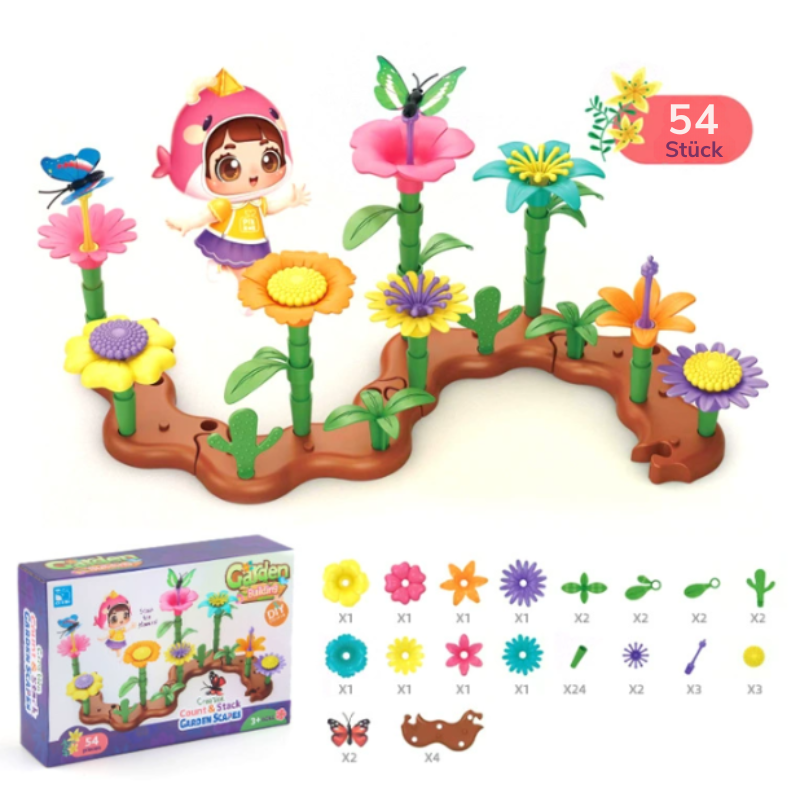BlossomBuild™ – Montessori Bluemegarte Spielset – Kreativ & Lehrreich für Kinder ab 3