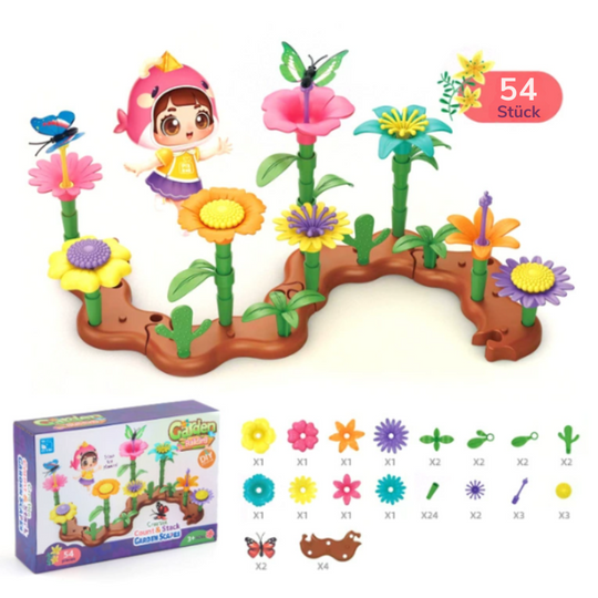 BlossomBuild™ – Montessori Bluemegarte Spielset – Kreativ & Lehrreich für Kinder ab 3