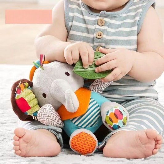 Baby-Kuscheltier mit Rassel & Silikon-Beißring
