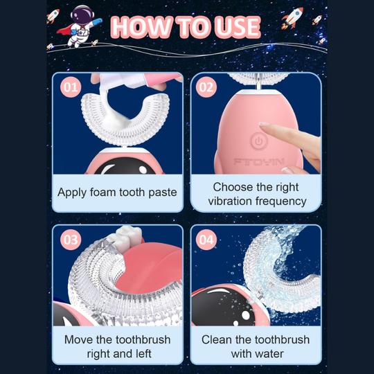 AstroBrush™ – 360° U-Form Elektrischi Kinderzahnbürste mit Set