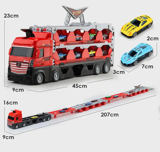 Spielspaß mit Rennstreckentransporter