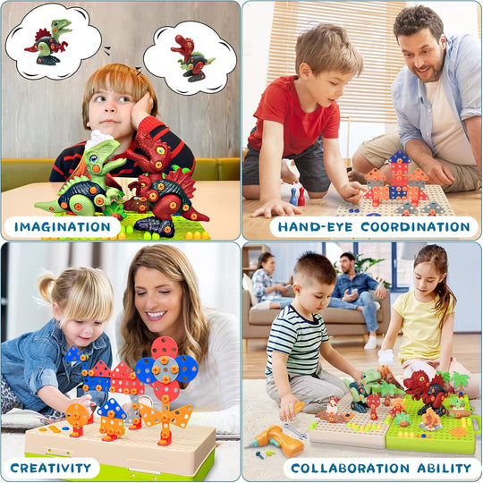 DinoBuilder™ Bauset – Kreatives Lernspielzeug mit Werkzeug & Dinos