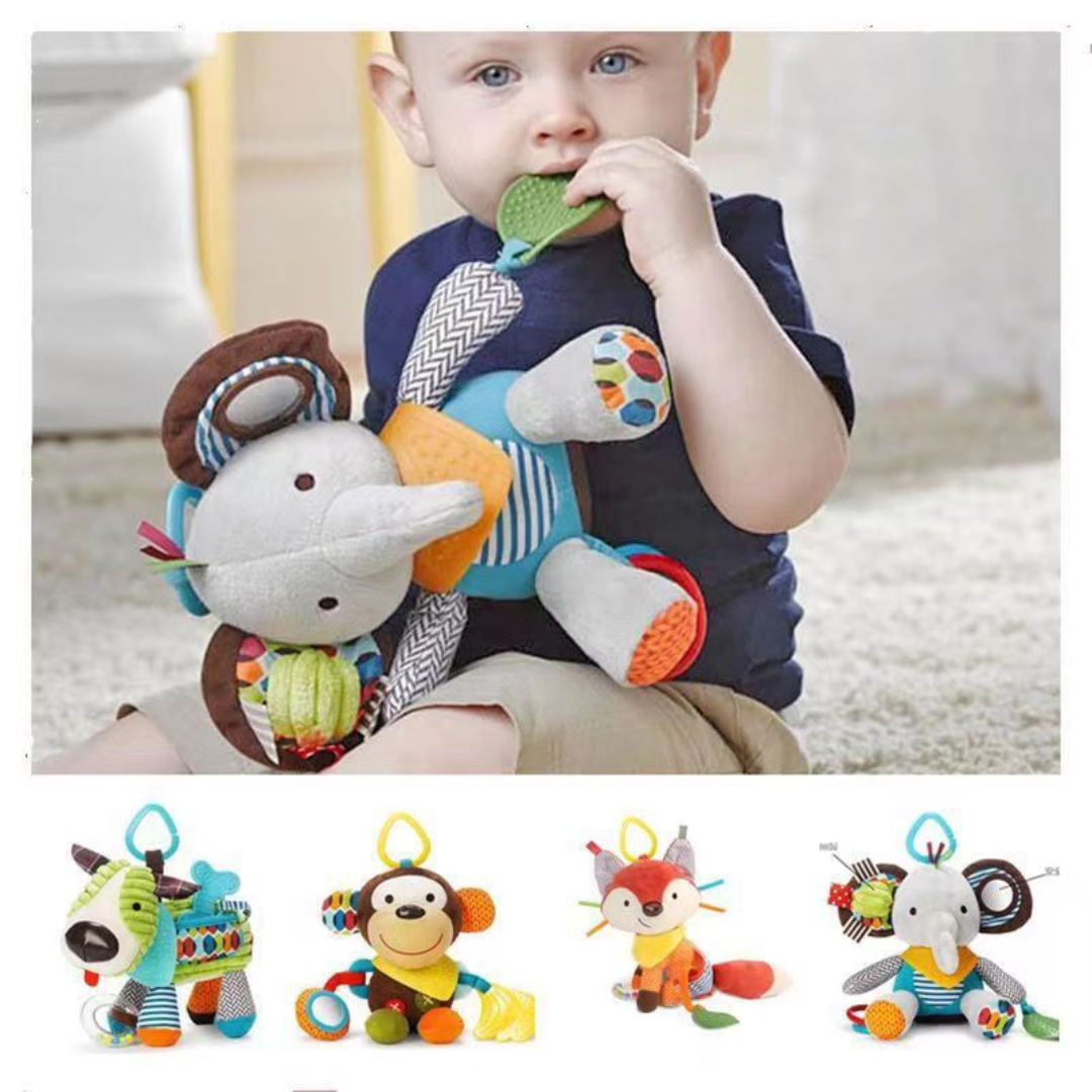 Baby-Kuscheltier mit Rassel & Silikon-Beißring