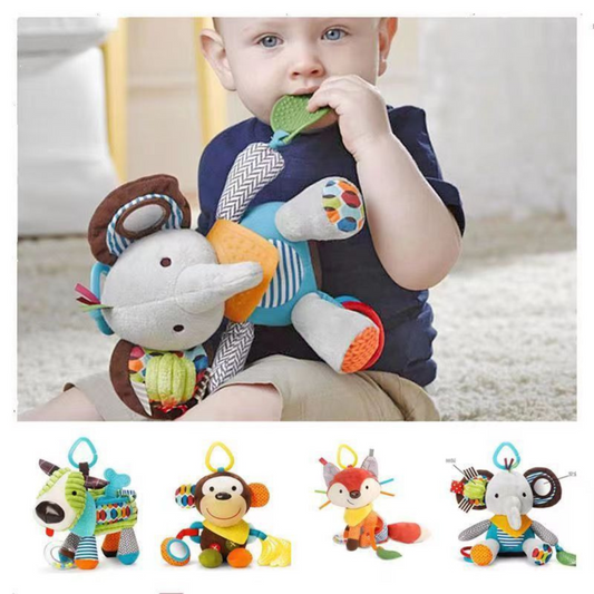Baby-Kuscheltier mit Rassel & Silikon-Beißring
