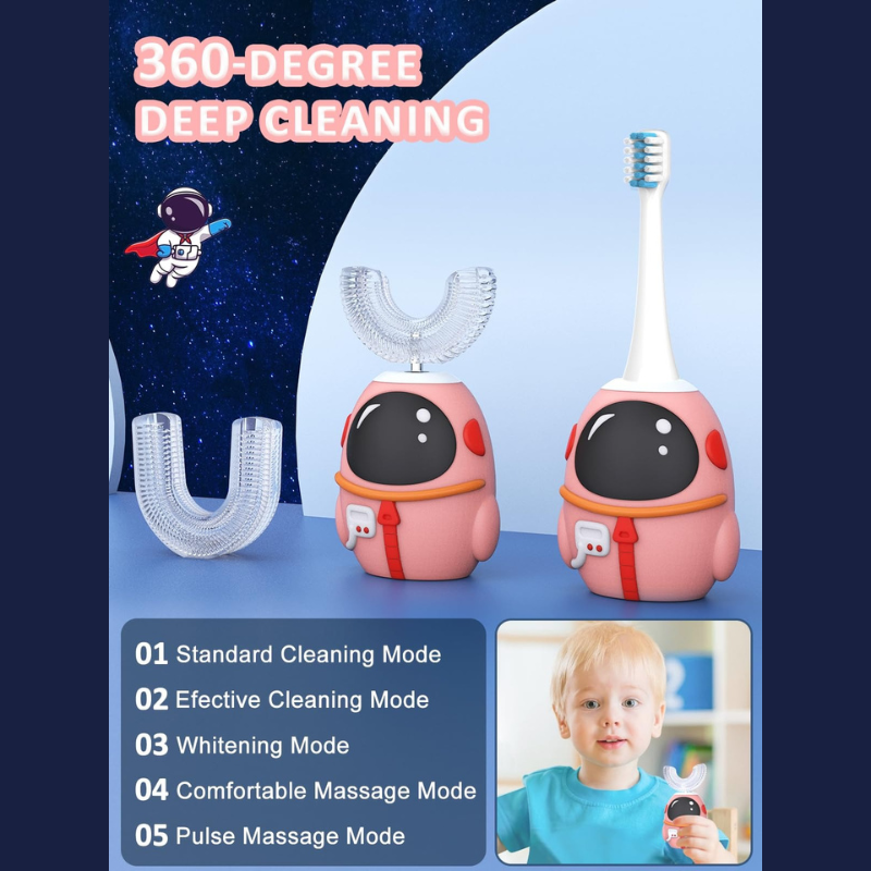 AstroBrush™ – 360° U-Form Elektrischi Kinderzahnbürste mit Set