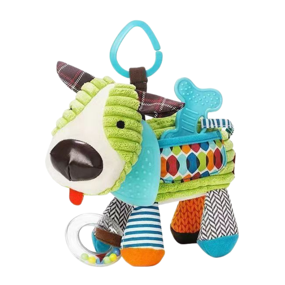 Baby-Kuscheltier mit Rassel & Silikon-Beißring