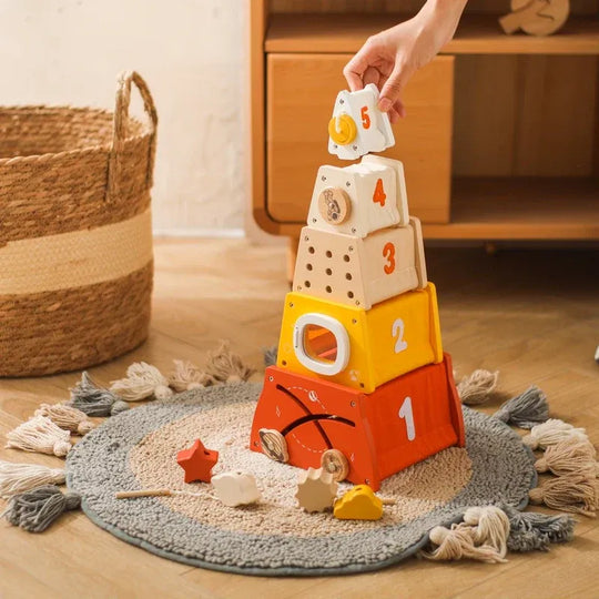 RocketRise™ – Pädagogische Holzspielzeugrakete – Zahlen und Formen