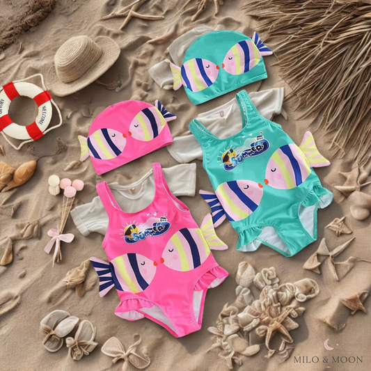 Summer Mermaid™ Schwimmset – Badeanzug + Badekappe