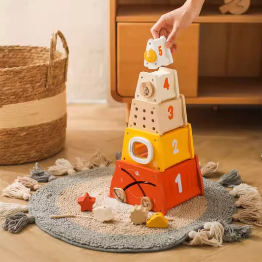 RocketRise™ – Pädagogische Holzspielzeugrakete – Zahlen und Formen
