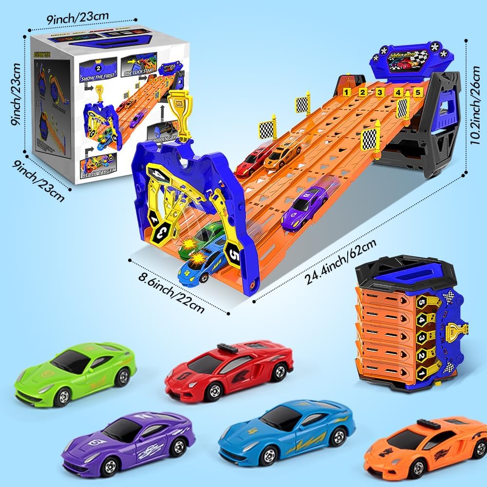 SpeedRacer™ – 5-Spur Rennarena mit Autos – Transformierbares Aufbewahrungsset