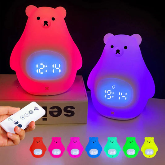 Bären Kinderwecker mit LED-Nachtlicht