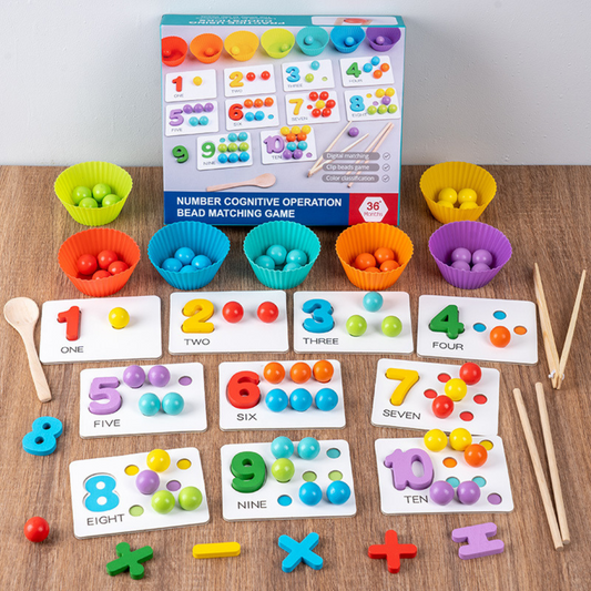 Zählen lernen - Montessori-Ball Zahlen- und Farbsortierset