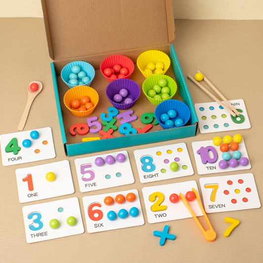 Zählen lernen - Montessori-Ball Zahlen- und Farbsortierset